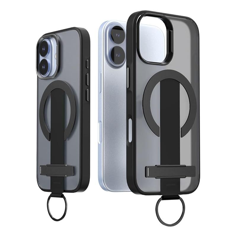 【新品】 araree iPhone 17 用 ケース 3in1 多機能 MagSafe対応 [ グリップ スタンド Dリング MIL規格耐衝撃 エアキャップ構造 高耐久素材 精密設計 ] DUPLE M GRIP ブラック AR27993i17 【国内正規品