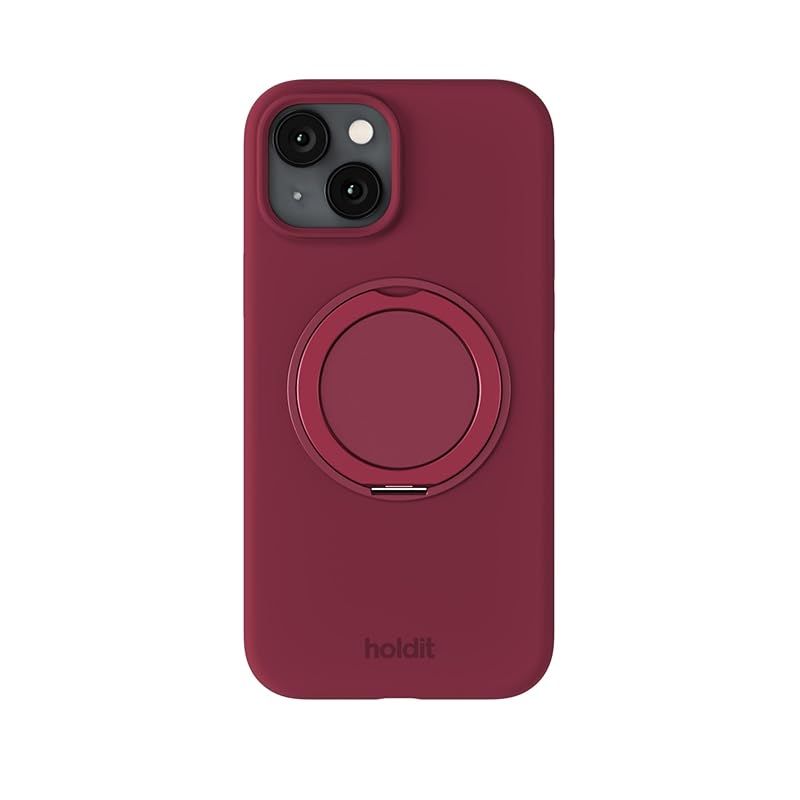 【新品】 holdit MagSafe対応 シリコンケース (iPhone 17e 16e 15 / ワインレッド) スマホケース カバー ケース (耐衝撃/シリコン/スタンド機能付き) マグセーフ リング SiliconStand iPhone17e iPh