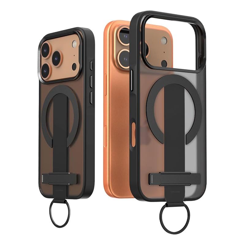 【新品】 araree iPhone 17 Pro 用 ケース 3in1 多機能 MagSafe対応 [ グリップ スタンド Dリング MIL規格耐衝撃 エアキャップ構造 高耐久素材 精密設計 ] DUPLE M GRIP ブラック AR27995i17PR