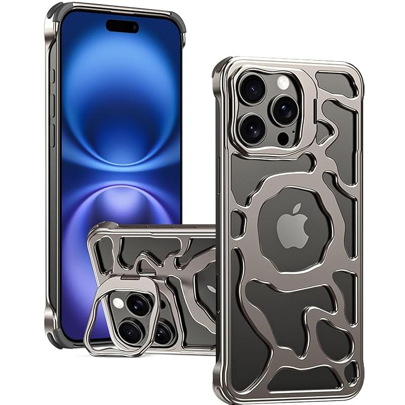 【新品】 【Miimall】Case iPhone 16 Pro ケース アルミ合金 MagSafe対応 360°回転スタンド付き 米軍MIL規格耐衝撃 マグネット搭載 衝撃吸収・落下保護 カメラ保護 指紋防止 滑り止め 縦横両対応 スマホケース iphone