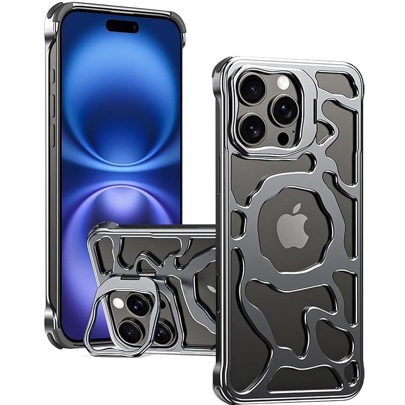 【新品】 【Miimall】 iPhone16 Pro 用 アルミニウム合金ケース 360度回転スタンド付き MagSafe対応 マグネット搭載 米軍MIL規格耐衝撃 衝撃吸収 落下保護 レンズ保護 指紋防止 滑り止め 高い安定性 マグセーフ iPhone 1