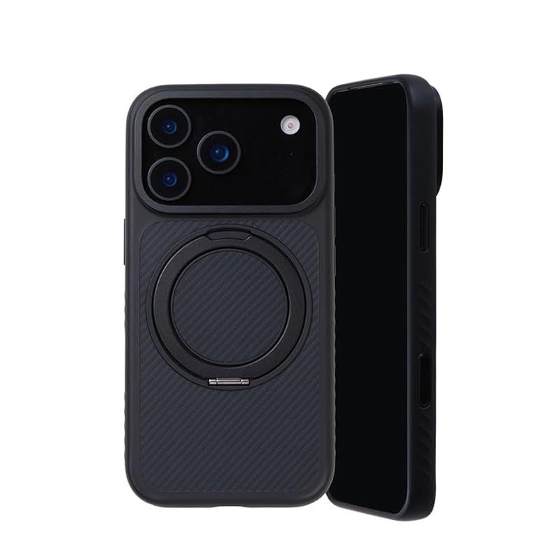 【新品】 Deff ディーフ iPhone17Pro用 アラミド繊維 薄型 耐衝撃 超軽量 カーボン風(調) リング付き ケース (6.3inch 17Pro)