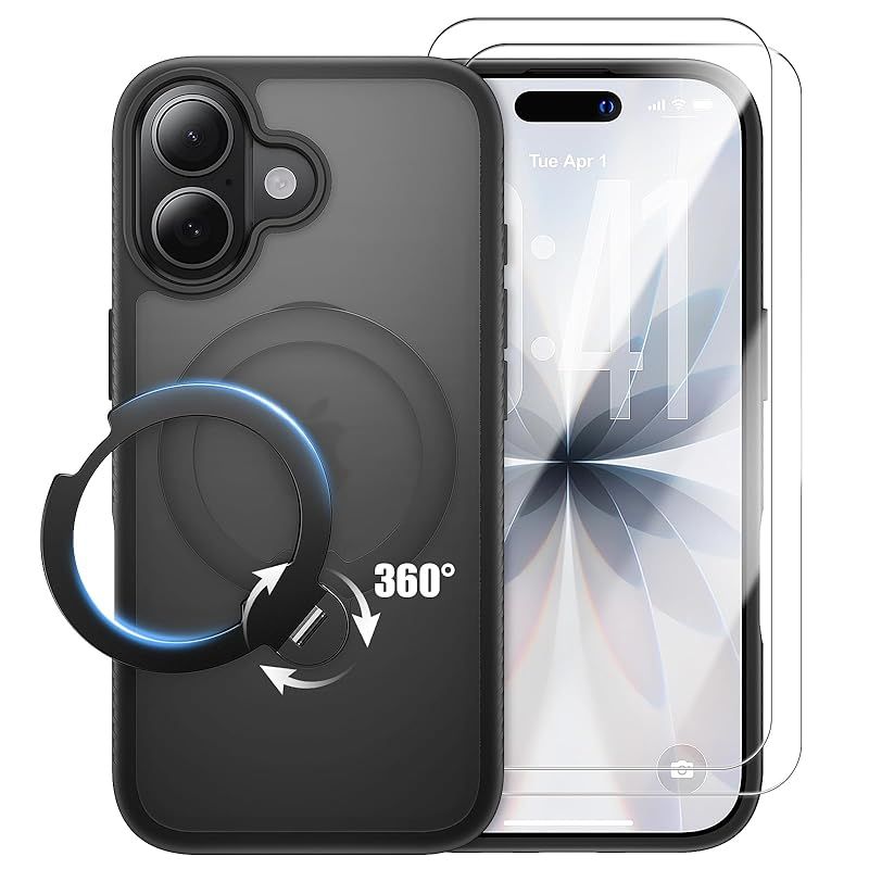 【新品】 【2026最高傑作&定点360°回転スタンド】Bruzaio iPhone 17 用 ケース【強化フィルム2枚付き】Magsafe対応 米軍規格 横縦両立・角度自由調整 いphone17 スマホケース 耐衝撃 指紋防止 滑り止め マグネット搭載 ワイ