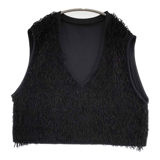 JOURNAL STANDARD LUXE フェザーニット Vネックショート丈 ベスト 24SS ブラック レディース ジャーナルスタンダード ラックス【中古】6-0423M∞