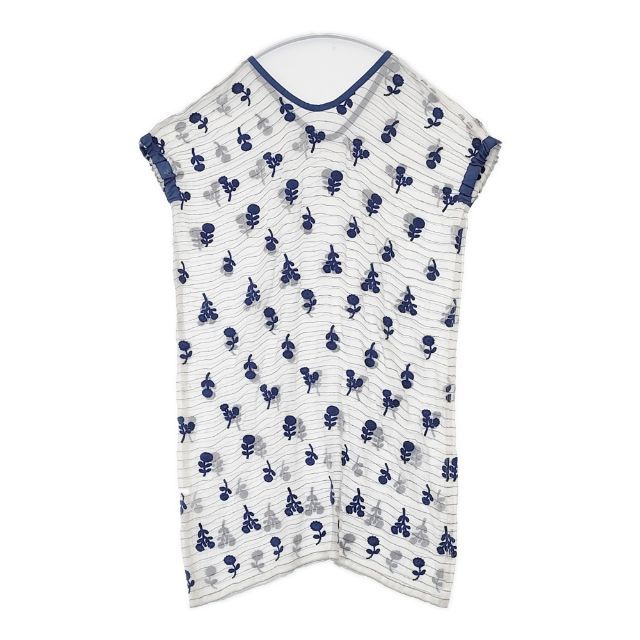 mina perhonen rs3941 bonheur 刺繍 ワンピース ホワイト ブルー レディース ミナペルホネン【中古】6-0423S∞