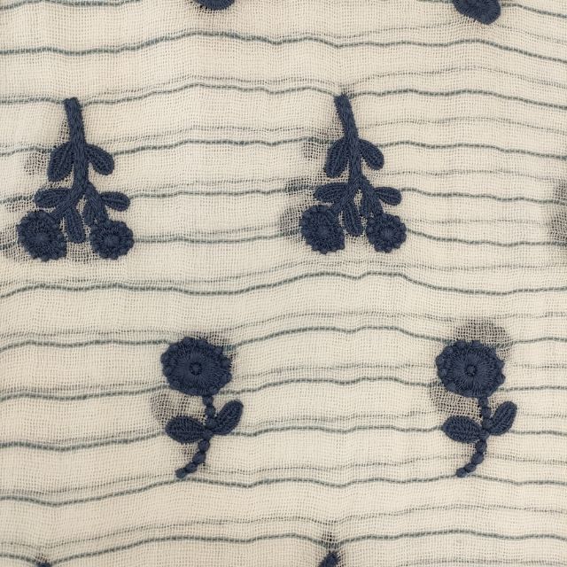 mina perhonen rs3941 bonheur 刺繍 ワンピース ホワイト ブルー レディース ミナペルホネン【中古】6-0423S∞