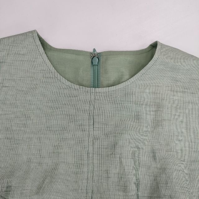 LANVIN en Bleu リネンカールマイヤーワンピース 定価41800円 半袖ドレス ワンピース グリーン レディース ランバンオンブルー【中古】6-0423S∞