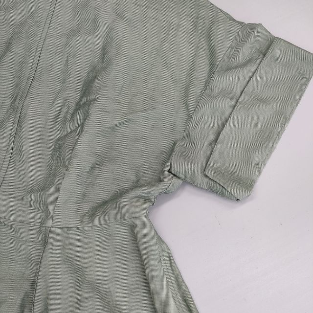 LANVIN en Bleu リネンカールマイヤーワンピース 定価41800円 半袖ドレス ワンピース グリーン レディース ランバンオンブルー【中古】6-0423S∞