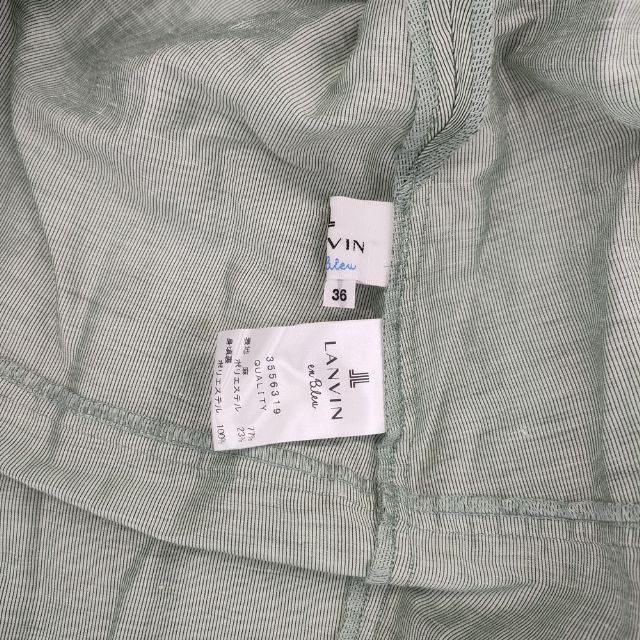 LANVIN en Bleu リネンカールマイヤーワンピース 定価41800円 半袖ドレス ワンピース グリーン レディース ランバンオンブルー【中古】6-0423S∞
