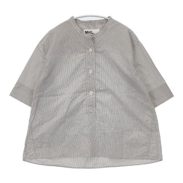 MHL. 595-3152504 COTTON GRAPH CHECK コットン 半袖シャツ 23SS オフホワイト レディース エムエイチエル【中古】6-0423S∞