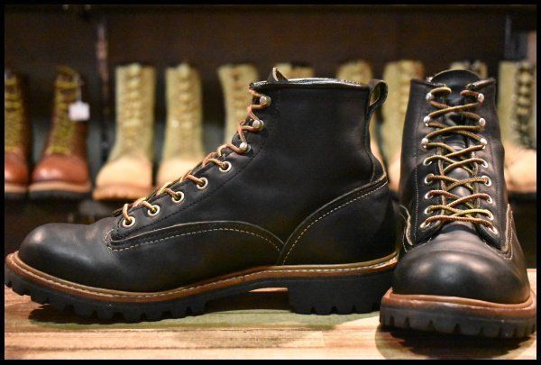 【8.5D 良品 10年】レッドウィング 2935 ビブラム ラインマン ブラック 黒 ラグソール LTT レースアップ ブーツ redwing HOPESMORE【GE056】