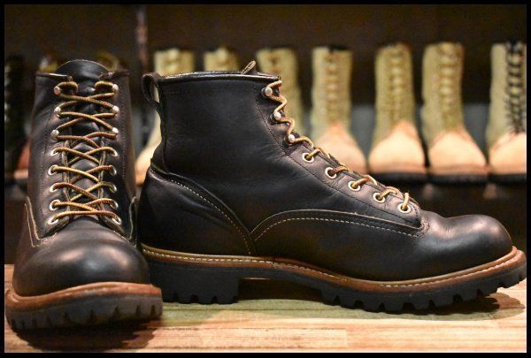 【8.5D 良品 10年】レッドウィング 2935 ビブラム ラインマン ブラック 黒 ラグソール LTT レースアップ ブーツ redwing HOPESMORE【GE056】