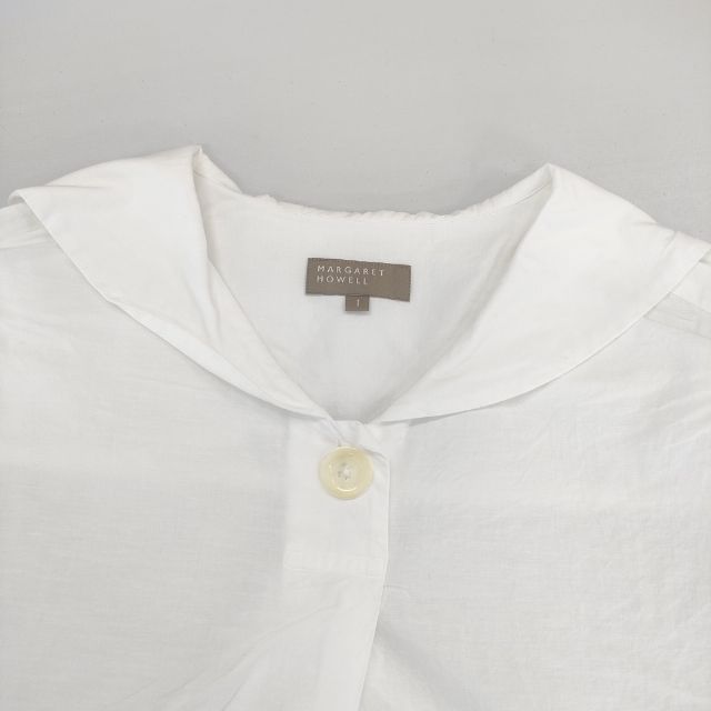 MARGARET HOWELL 578-2152013 COTTON LINEN 定価29700円 セーラーカラー ブラウス シャツ 22SS ホワイト レディース マーガレットハウエル【中古】6-0423S∞