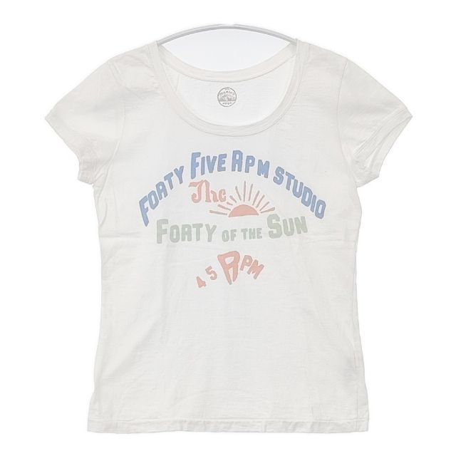 45R/45rpm monica ロゴ 半袖Tシャツ カットソー ホワイト レディース フォーティーファイブアールピーエム【中古】6-0423S∞