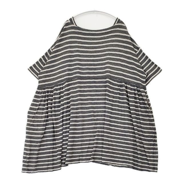nest Robe リネン天竺ボーダーチュニック 01241-1046 ワンピース 24SS グレー ベージュ レディース ネストローブ【中古】6-0423S∞