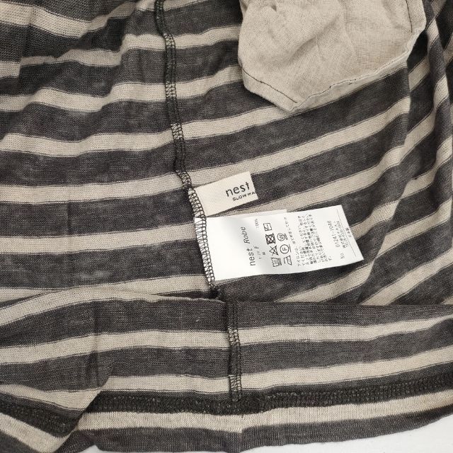 nest Robe リネン天竺ボーダーチュニック 01241-1046 ワンピース 24SS グレー ベージュ レディース ネストローブ【中古】6-0423S∞