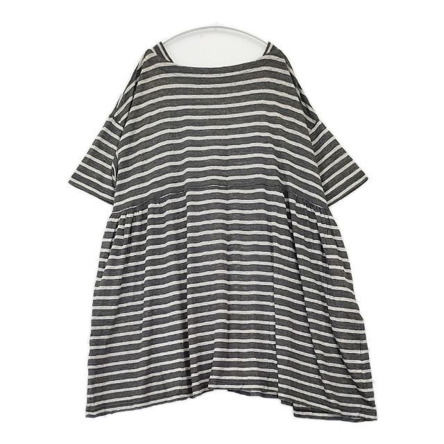 nest Robe リネン天竺ボーダーチュニック 01241-1046 ワンピース 24SS グレー ベージュ レディース ネストローブ【中古】6-0423S∞