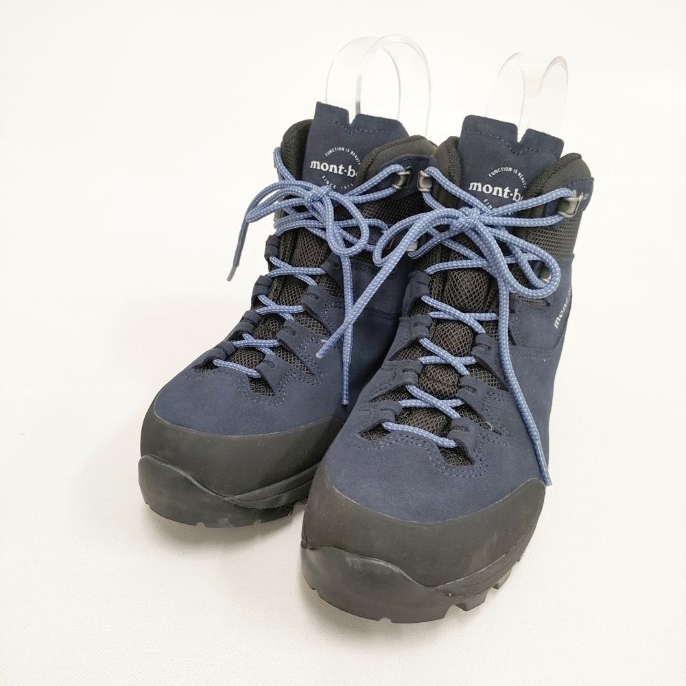 mont-bell マウンテンクルーザー600 レザー Women's 定価22400円 サイズ24cm シューズ・靴 ネイビー ブラック レディース モンベル【中古】6-0423G◎