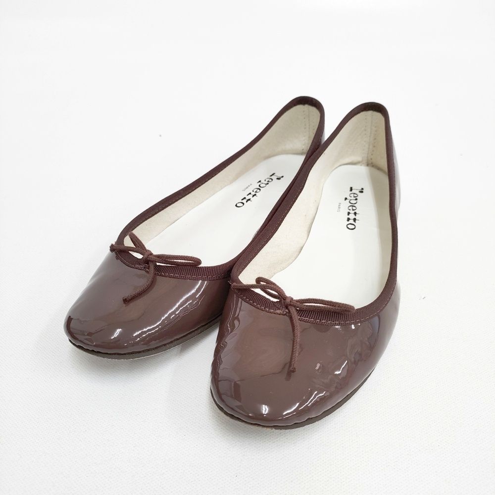 repetto Cendrillon エナメル パテント サイズ38 1/2 バレエシューズ ブラウン レディース レペット【中古】6-0423G◎