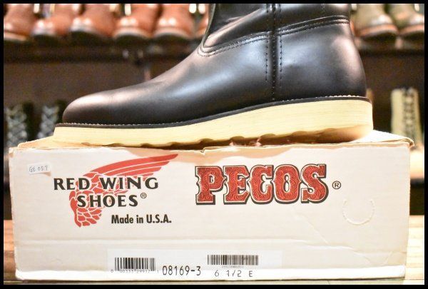 【6.5E 箱付 良品 羽タグ 98年】レッドウィング 8169 ペコス 黒 ブラッククローム プルオン ブーツ redwing pecos HOPESMORE【GE057】