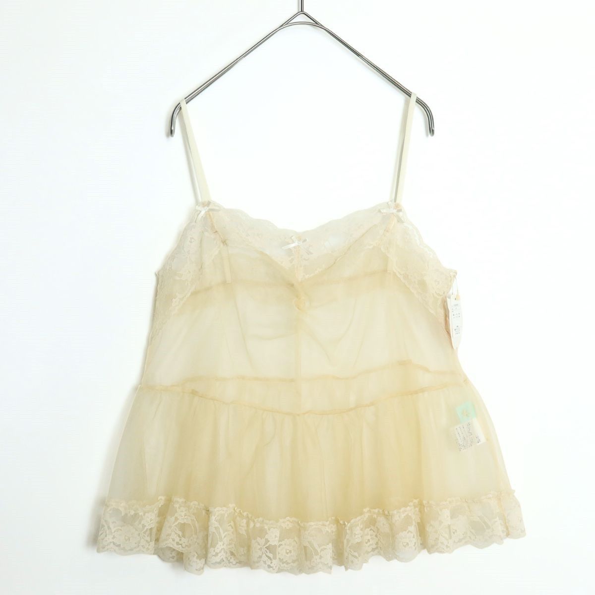 【極美品】フランシュリッペ★透け感チュールとレースが可愛い♪ キャミソール・ビスチェ サイズM アイボリー系 z18518