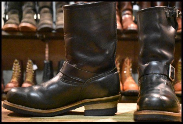 【8D 良品 07年】レッドウィング 2268 エンジニア ブラッククローム 黒 スチールトゥ プルオン ブーツ redwing HOPESMORE 【GE061】