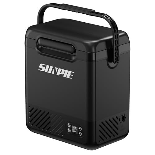 【SUNPIE】車載冷蔵庫 12L 小型 着脱式バッテリー内蔵可能 ポータブル冷蔵庫 -20℃?20℃ 急速冷凍 4WAY電源対応 DC12V/24V AC100V コンプレッサー式 車載冷蔵冷凍庫 静音省エネ 車載家庭両用 AC・DCコード fb5dc1bd