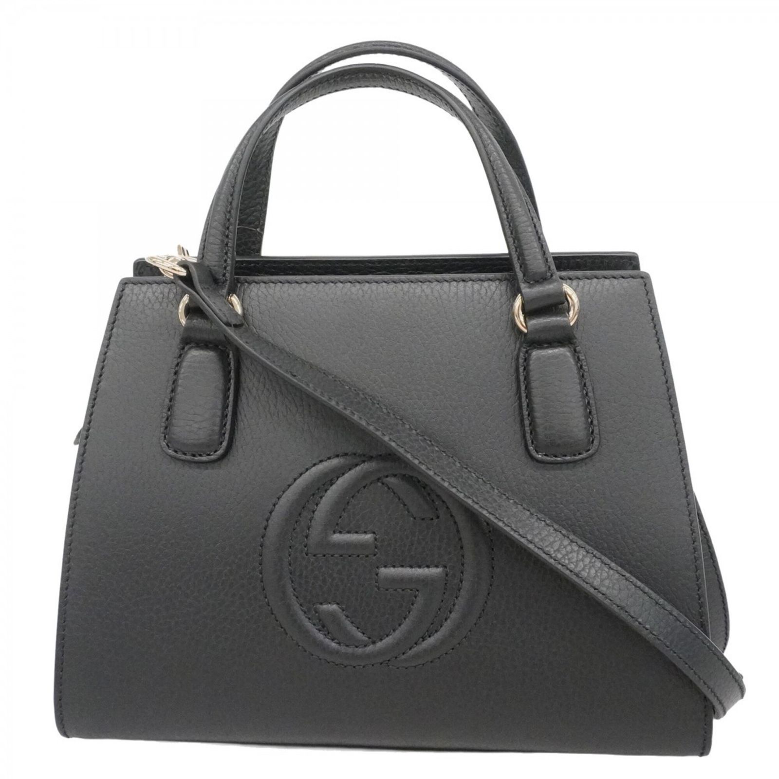 グッチ(Gucci) グッチ ハンドバッグ インターロッキングG 607722 レザー ブラック 2wayバッグレディース