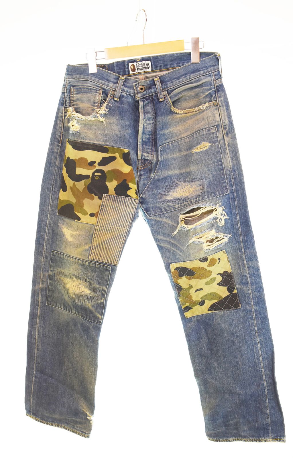 アベイシングエイプ A BATHING APE Type2 Damage Denim Pants デニム