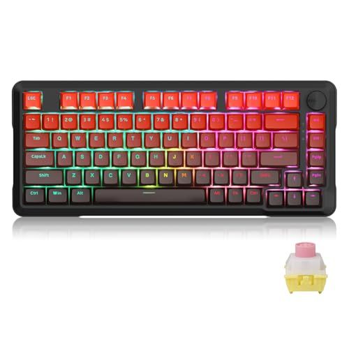 ゲーミングキーボード 磁気スイッチ ラピッドトリガー対応 0.1?4.0mm 調整可能 8000Hz 高速応答 ホットスワップ ガスケットマウント構造 ノブ付き RGB PBTキーキャップ 75% コンパクト 有線 英語配列kk 82730147
