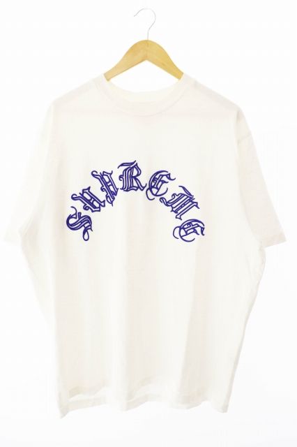 シュプリーム SUPREME 23AW Old English S/S Top Tee オールド イングリッシュ ロゴ刺繍 半袖Tシャツ L 白 ホワイト ブランド古着ベクトル 中古☆AA★260507