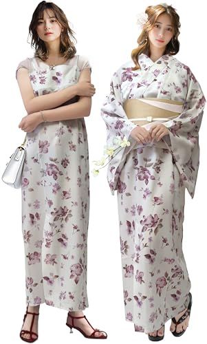 [Aletta domani] 浴衣 レディース 2点セット ワンピース 浴衣帯 セット 半幅帯 リバーシブル 古典柄 花火大会★ 34351893