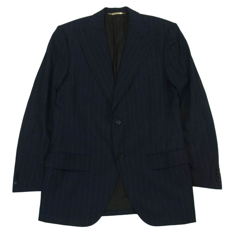 DOLCE&GABBANA ドルチェアンドガッバーナ ピークドラペル ストライプ 2B シングル テーラード ジャケット ダークネイビー系 48【中古】