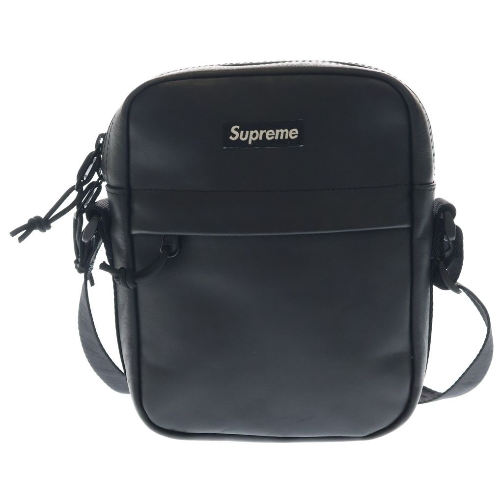 SUPREME (シュプリーム) 24AW Leather Shoulder bag レザーショルダーバッグ ブラック