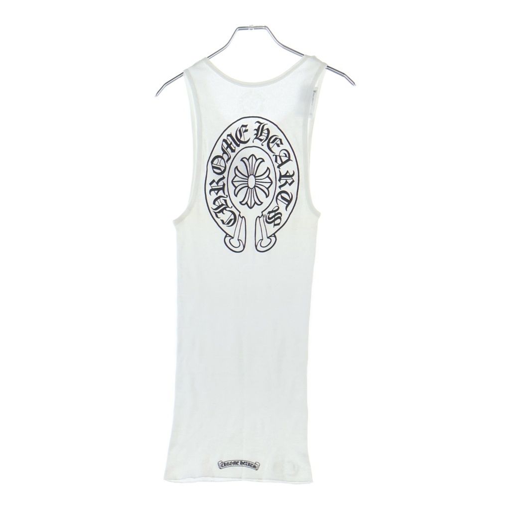 CHROME HEARTS (クロムハーツ) Back Horseshoe Print Tank Top バックホースシュープリント タンクトップ ホワイト