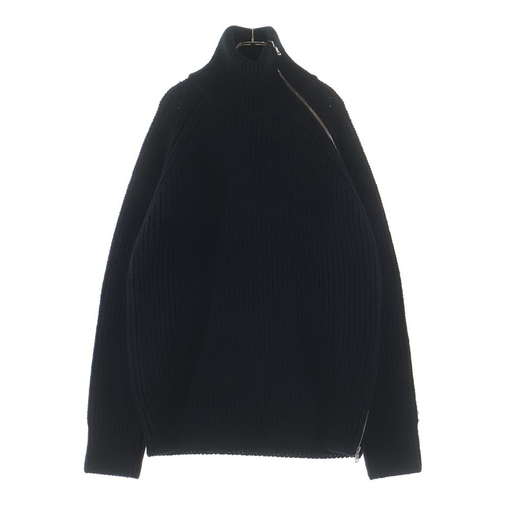 DRIES VAN NOTEN (ドリスヴァンノッテン) 24AW 24AW MONTY M.K.SWEATER モンティ サイドジップ ハイネック ドライバーズニット セーター ブラック　