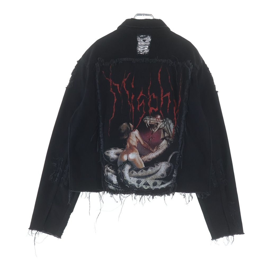 MISBHV (ミスビヘイブ) 17SS DESIRE DENIM JACKET 912595 デストロイ加工デニムトラッカージャケット バックレディ&スネークプリントダメージ加工デニムジャケット