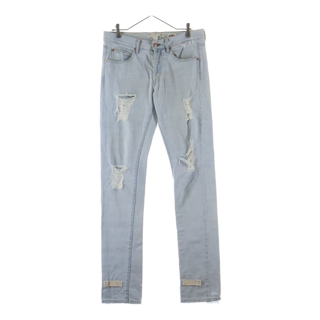 OFF-WHITE (オフホワイト) Striped Distressed Jeans ストライプト ディストレスト ダメージジーンズ OMYA062S20386022 インディゴ