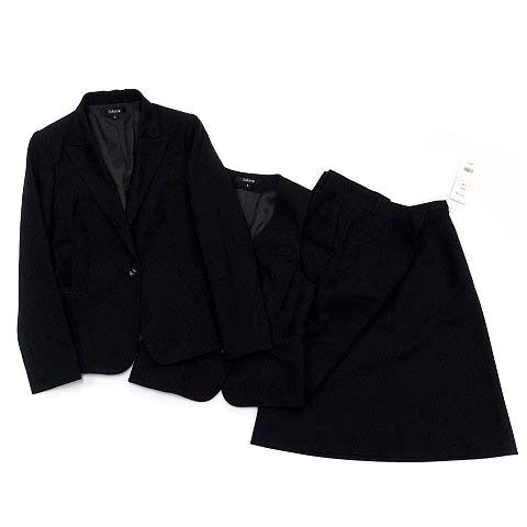 セロリー SELERY 事務服 OL オフィス スーツ 3点 セットアップ チェック ジャケット スカート パンツ 5 紺 ネイビー