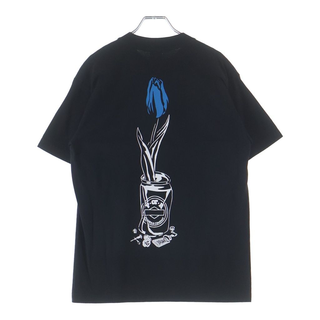 WASTED YOUTH (ウェイステッドユース) POTR TEE フラワー ロゴプリント クルーネック 半袖Tシャツ カットソー ブラック