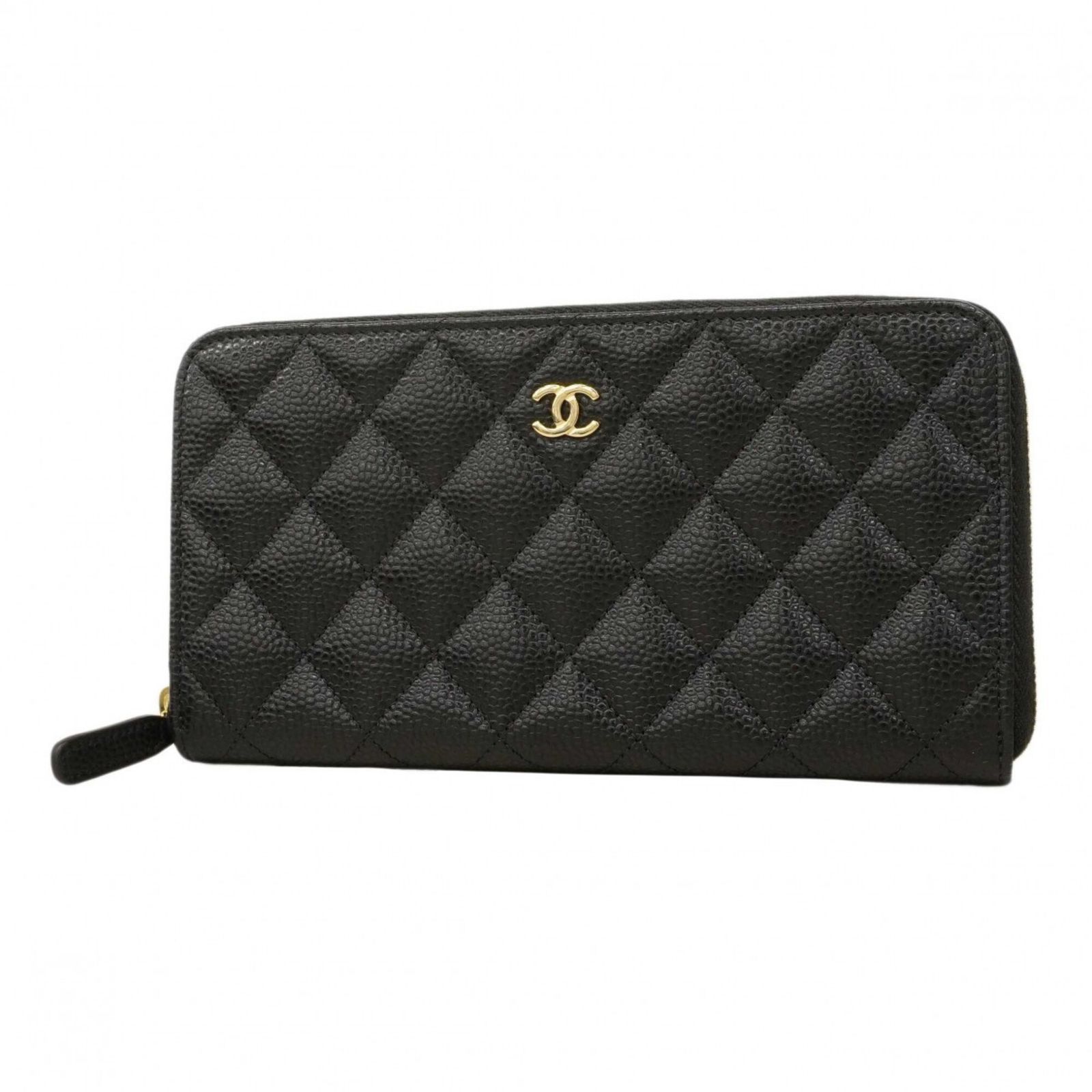 シャネル(Chanel) シャネル 長財布 マトラッセ キャビアスキン ブラック レディース