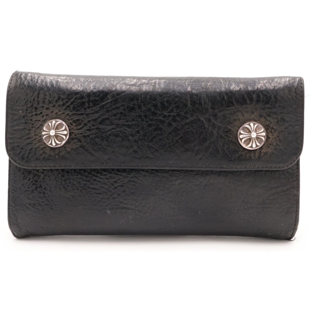 CHROME HEARTS (クロムハーツ) WAVE ウェーブ レザーウォレット 財布 ブラックBCA375