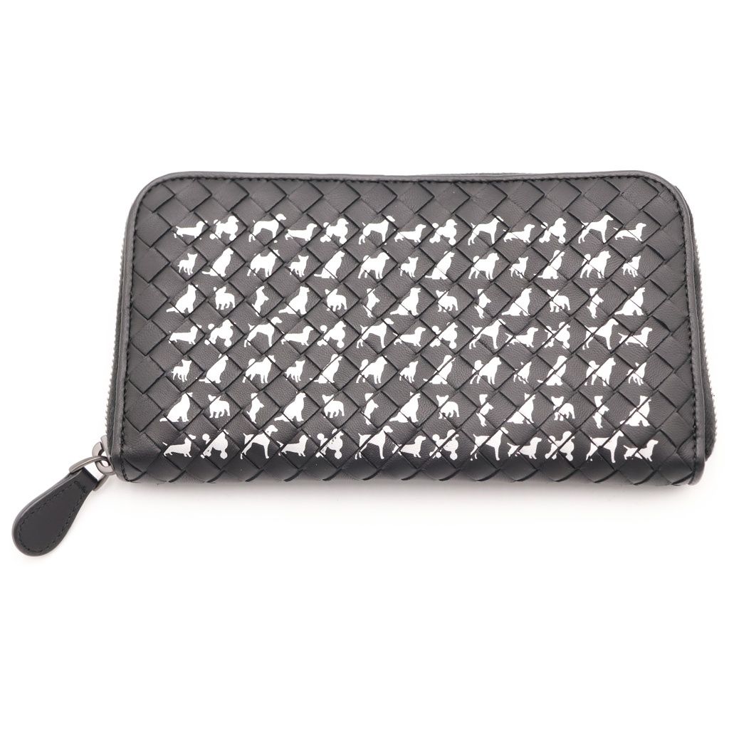 ボッテガヴェネタ　イントレチャート　ラウンドファスナー　長財布　犬　ドッグ BOTTEGA VENETA (ボッテガヴェネタ) イントレチャート 犬総柄 ラウンド