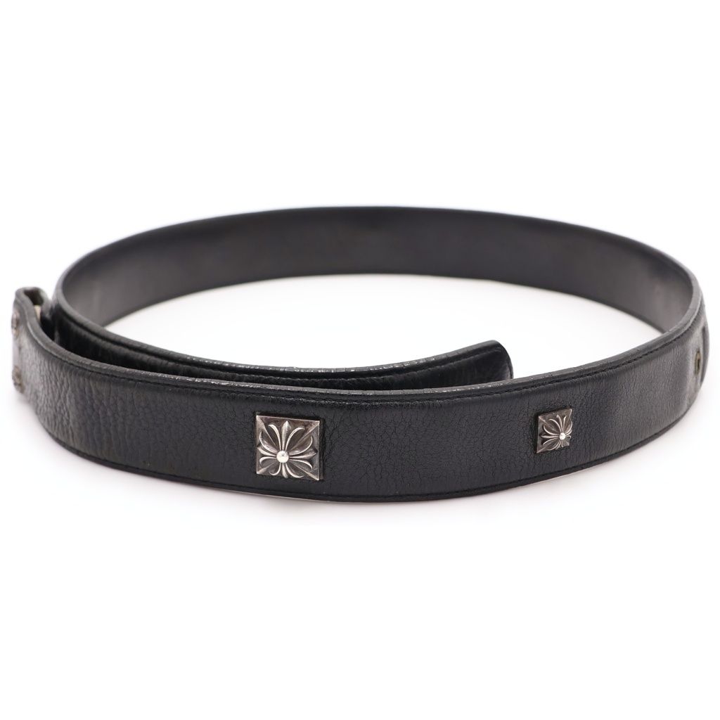 CHROME HEARTS (クロムハーツ) ゼロピラミッドスタッズ ベルトストラップ スナップボタン ブラック