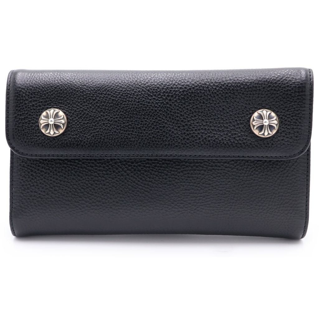 CHROME HEARTS (クロムハーツ) WAVE ウェーブ レザーウォレット 財布 ブラックBCA375