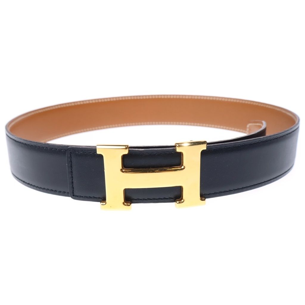 HERMES (エルメス) コンスタンス Hベルト ブラウン×ブラック レザー 〇Z刻印 ゴールド金具