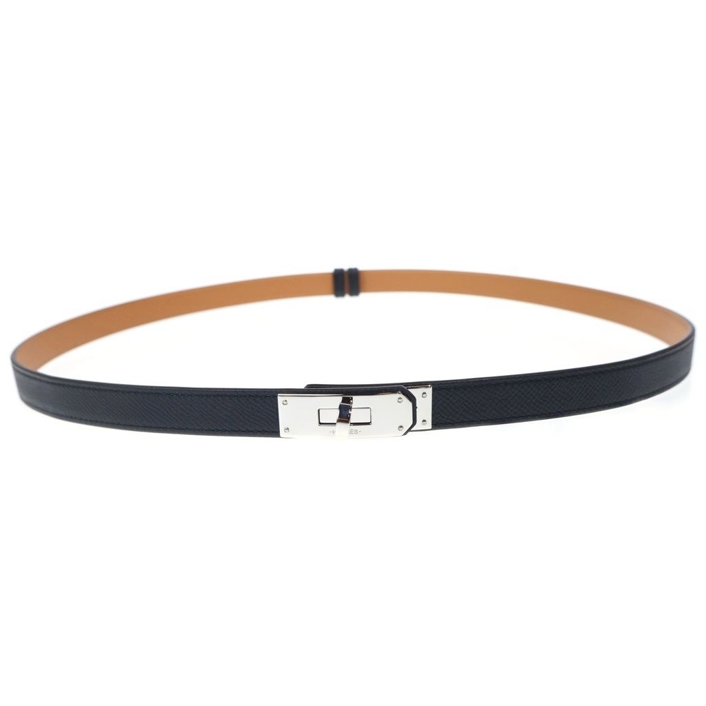HERMES (エルメス) ケリーベルト レザー エプソン ブラック×ブラウン