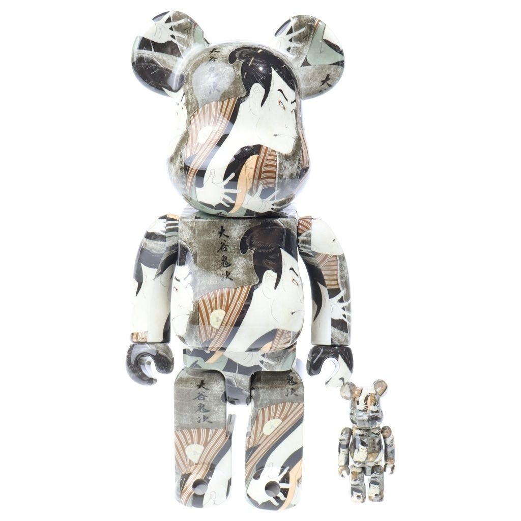 MEDICOM TOY (メディコムトイ) BE@RBRICK ベアブリック 東洲斎写楽 「三代目大谷鬼次の奴江戸兵衛」100&400% 総柄ベージュ