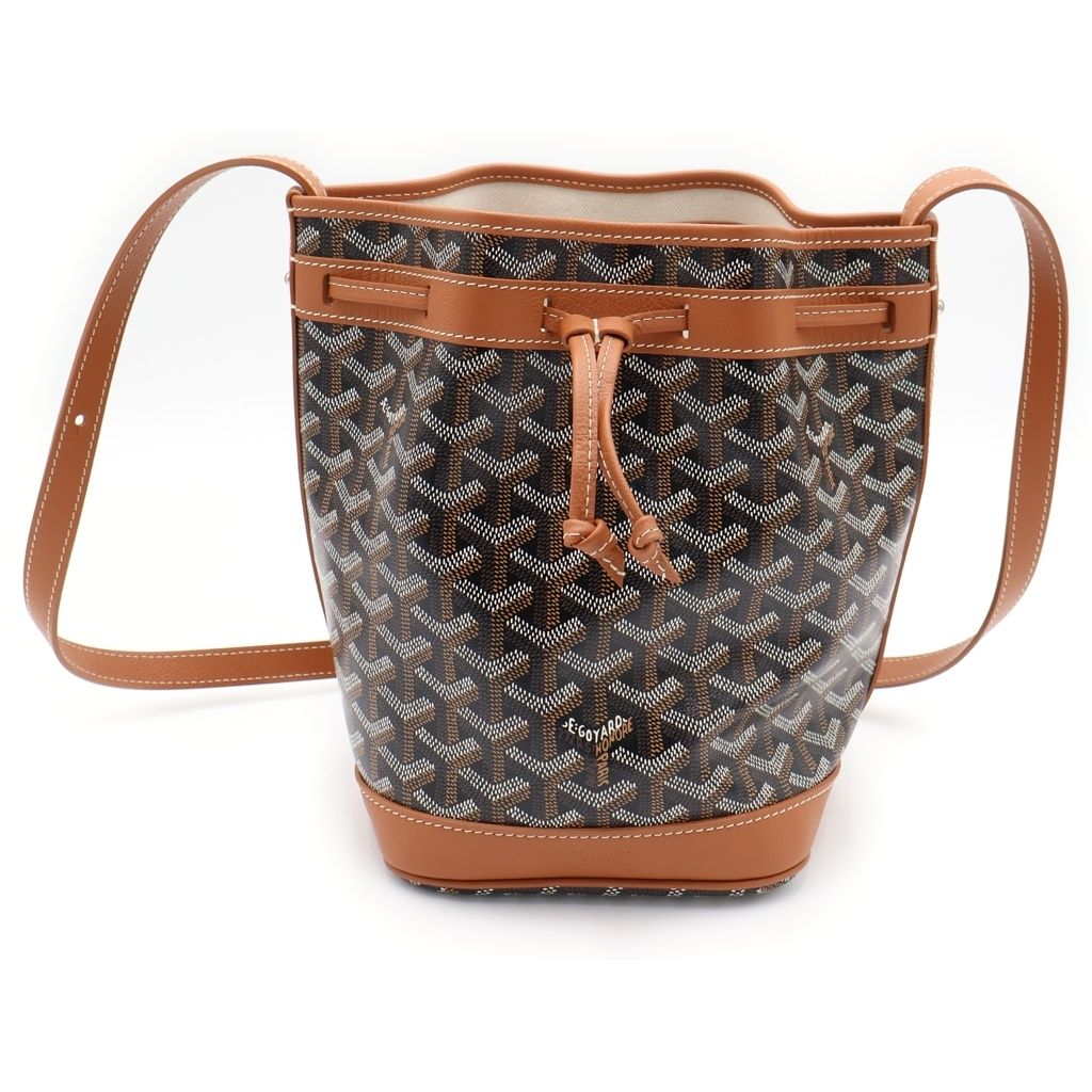 GOYARD (ゴヤール) プティ フロ ショルダーバック 巾着バッグ ブラウン PVCコーティング レザー