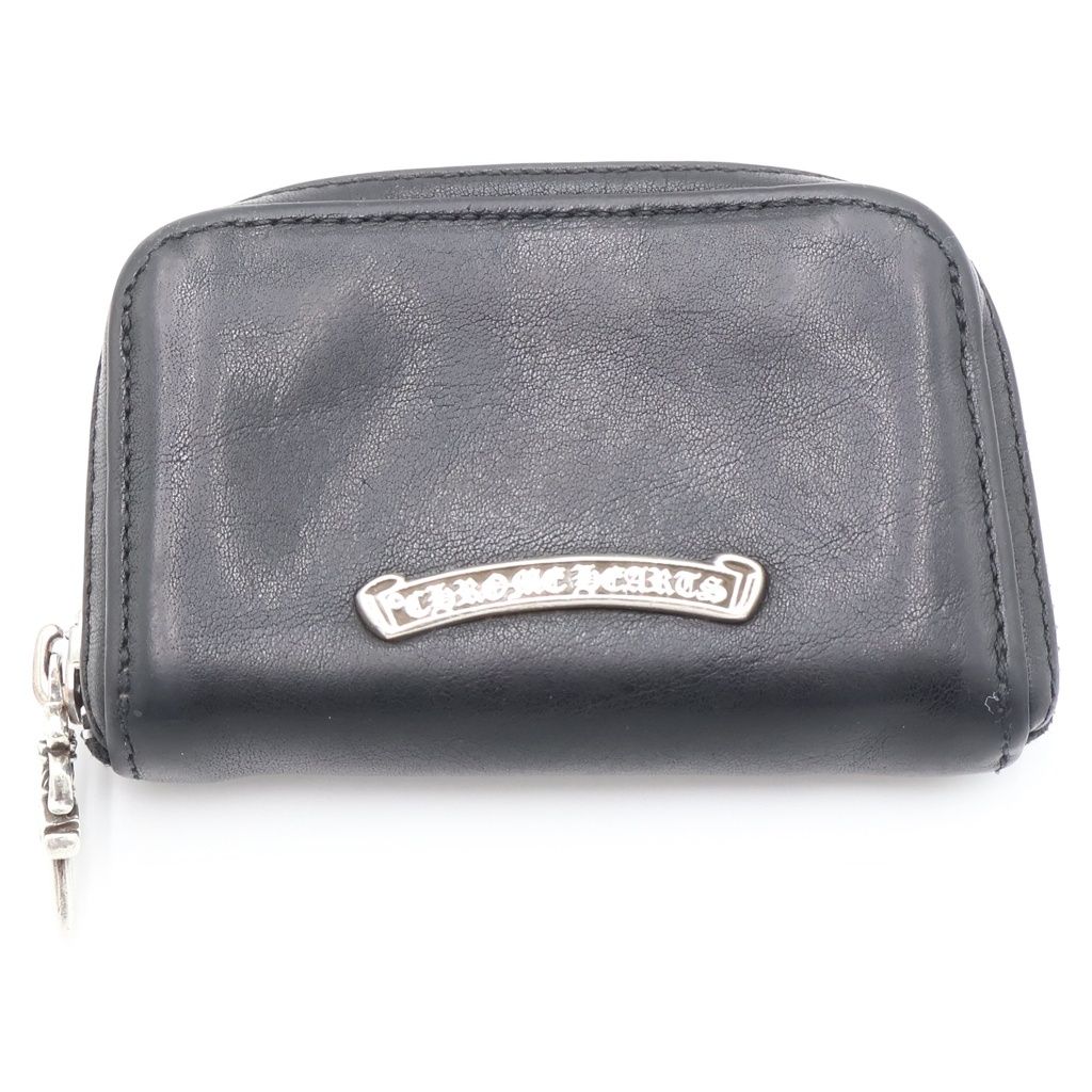 CHROME HEARTS (クロムハーツ) COIN CASE ダガーラウンドジップレザーコインケース 財布 ブラック